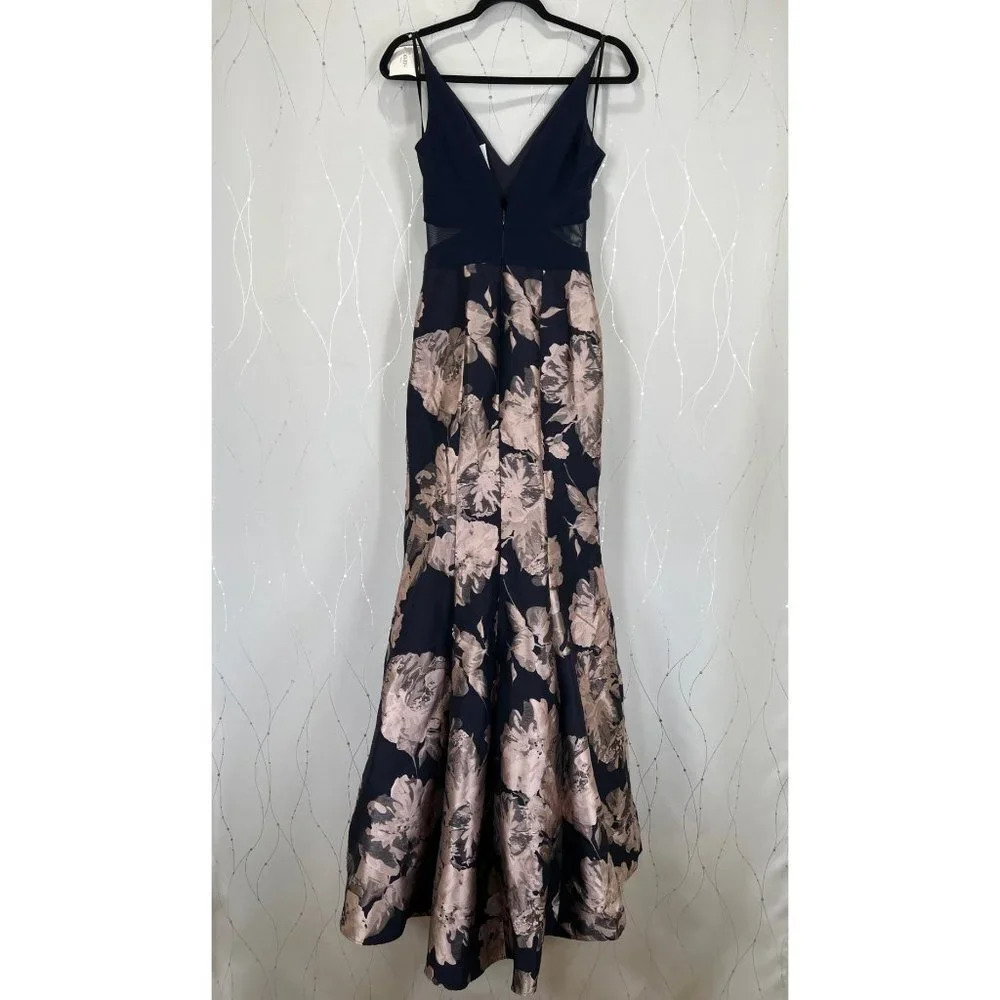 NWT Xscape Navy Floral Brocade Mermaid Gown $249 - Picture 9 of 16